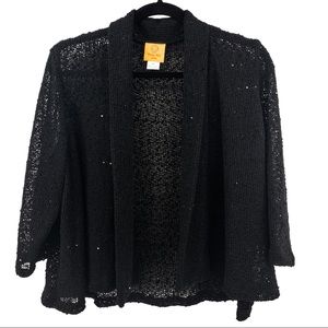 Ruby Rd. Petite Black Knit Cardigan with Sequins